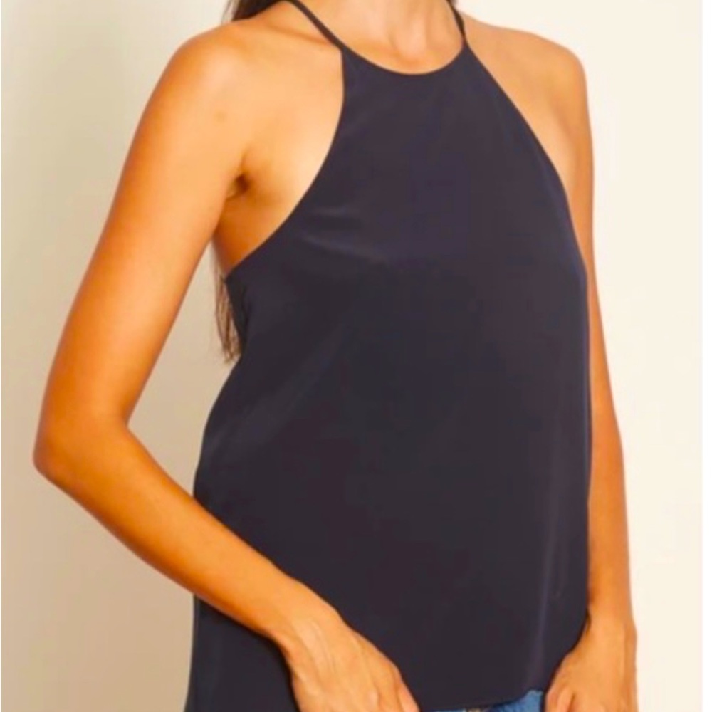 Tibi Eco Silk Halter Cami in Navy